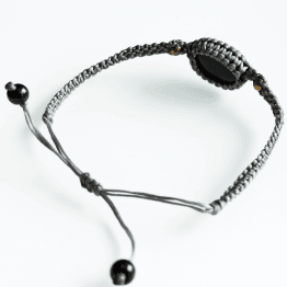 pulsera pulsera macramé con obsidiana en color negro
