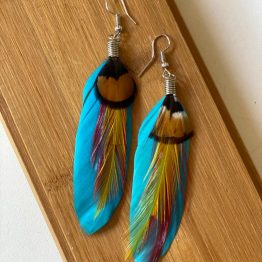 pendientes de pluma azul celeste