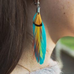 pendientes de pluma azul celeste